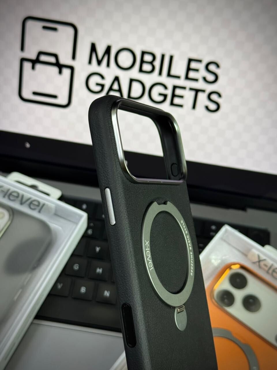 X-Level Better Enjoyment Leather MagSafe Ring Stand Case